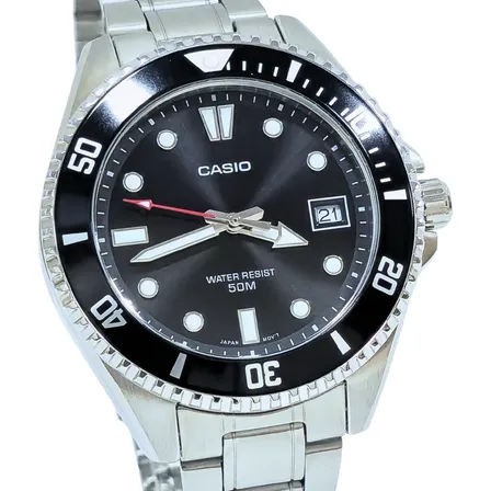 Relógio Casio Masculino Analógico Duro Mdv-10d-1a1vdf Prateado Preto