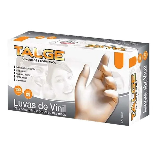 Luva De Vinil Com Pó Média Talge 100 Unidades