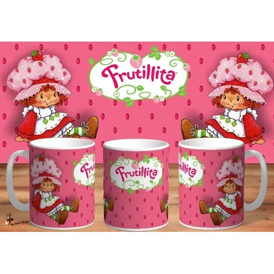 Taza De Ceramica Frutillita Retro 4k Art 02