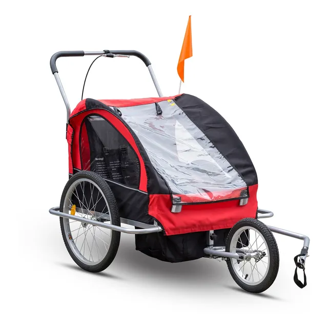 Carro Bike Trailer Porta Bebe X 2 Y Jogger Rojo