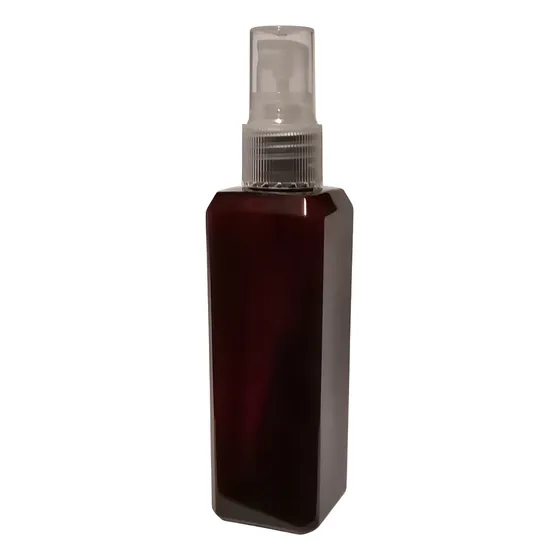 10 Envase Spray, Base Cuadrada, Pet Ambar 100ml
