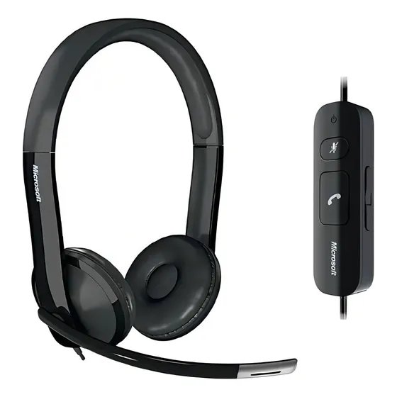 Fones de ouvido Microsoft Lifechat Lx-6000 com microfone USB - preto