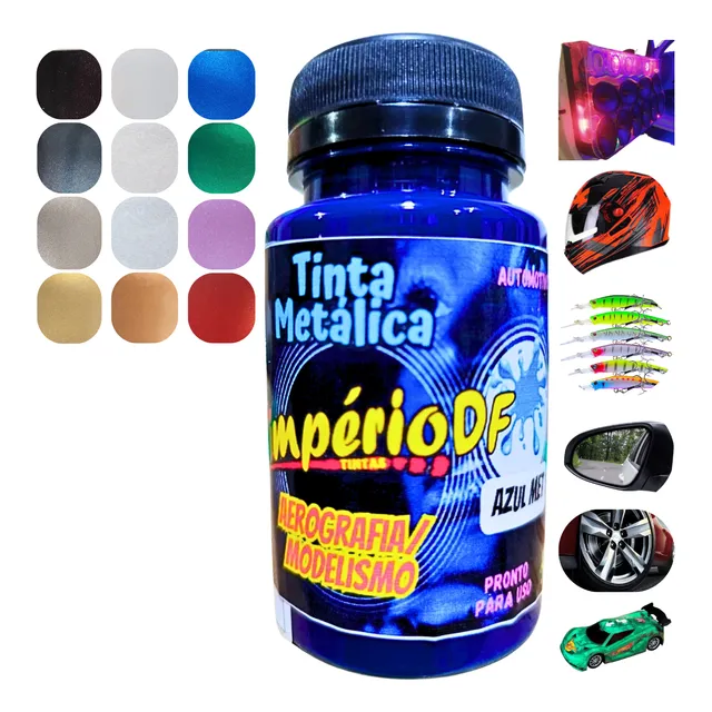 Tinta Automotiva Poliéster  Aerografia 100ml Cores Metálicas
