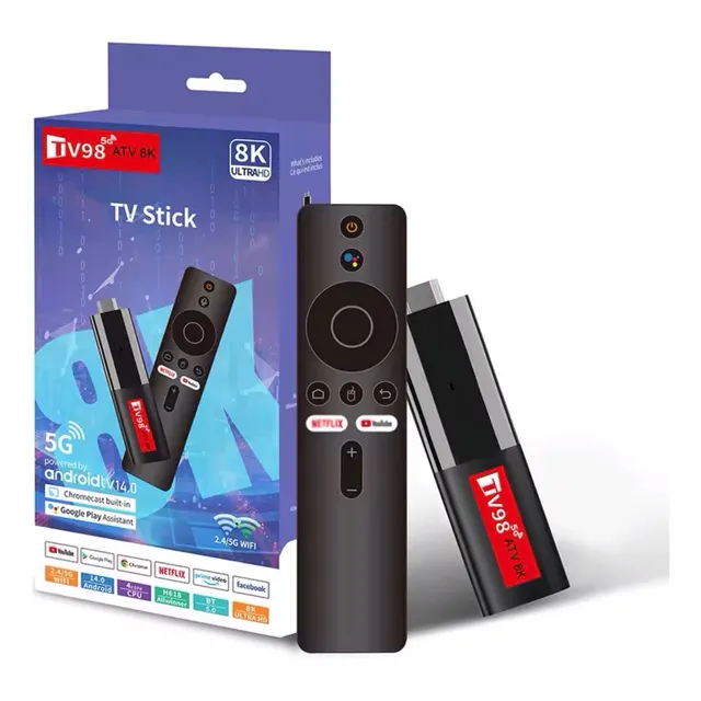 Mini Tv Stick Android 14 Quad Core 8k  Canales Liberados Negro Estándar