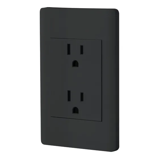 Placa Armada Negra Contacto Dúplex 3 Módulos Volteck 47902