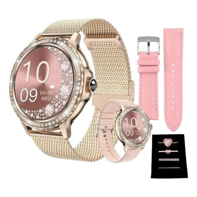 Reloj Inteligente De Mujer Variic V9 Crystal Gold Rose 
