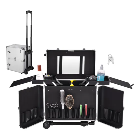 Caja De Herramientas Portátil Móvil Para Estación De Barbero
