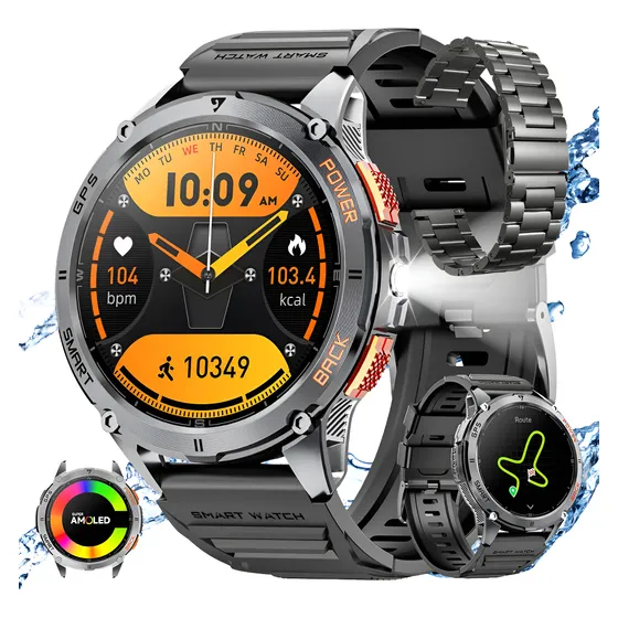 Reloj Inteligente Sumergible Smartbit Mg2 Pro Negro Smartwatch Con Gps Integrado Satelital Sumergible 100 Metros Natacion Llamadas Mensajes Deportivo Ritmo Compatible Con Android E Ios Malla Eslabon