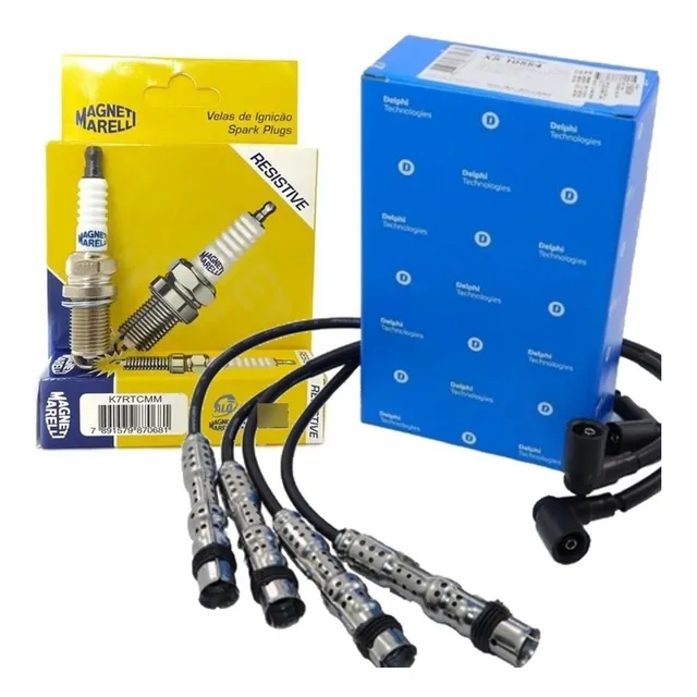 Cabo E Velas De Ignição Vw Gol Fox Voyage G4 G5 1.0 8v Ea111