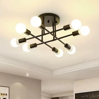 Lustre Luminária Industrial Moderna Sala Quarto 8bocas Preto Lustre Luminária Industrial Moderna Sala Quarto 8bocas Preto
