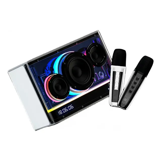 Bocina Bluetooth Karaoke 2 Microfono Rgb Portatil Recargable