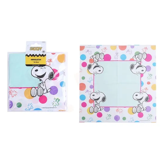 Pack 16 Servilletas Cumpleaños Snoopy Cotillón Color Blanco