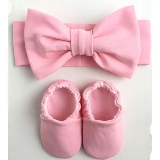 Zapatos Tela Bebe + Bandana  0 A 12 Meses