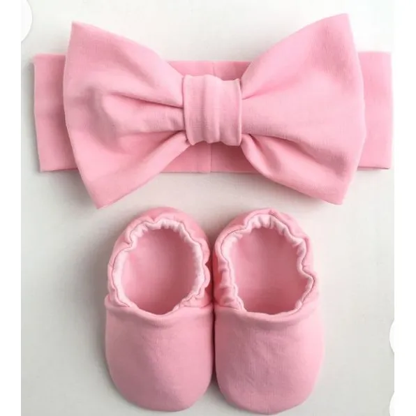 Zapatos Tela Bebe + Bandana  0 A 12 Meses