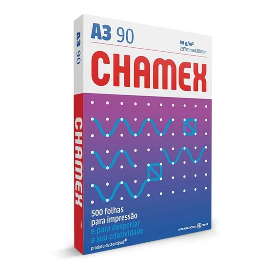 Papel Sulfite A3 90g 297x420 Com 500 Fls Super Chamex Branco