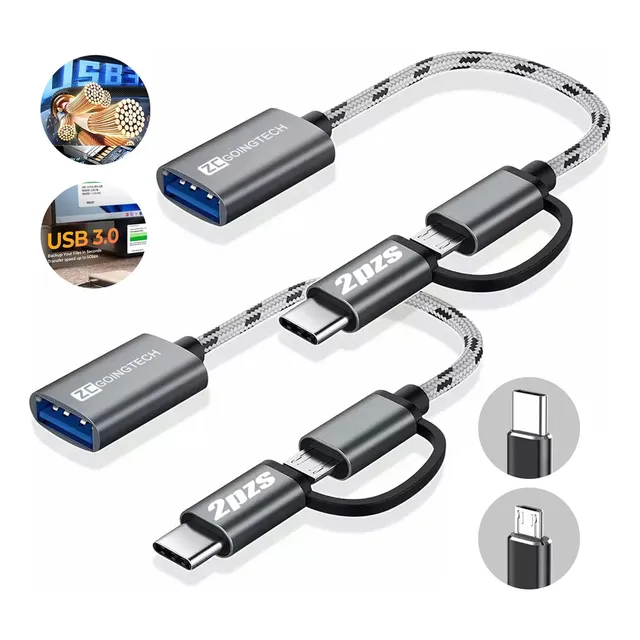 2pzs Cable 2en1 Adaptador Micro Usb V8 Tipo C A Usb 3.0 Otg