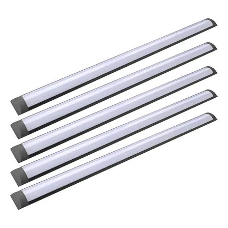 Kit 5 Luminaria Led Sobrepor Linear Preta 120cm 40w 6500k 127/220v Preto
