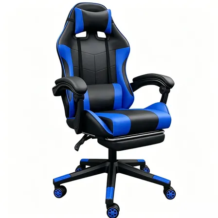 Silla Gamer Vonconn Ergonómica Presidencial Azul Con Reposapiés Y Respaldo Reclinable Gaming Escritorio Oficina Super