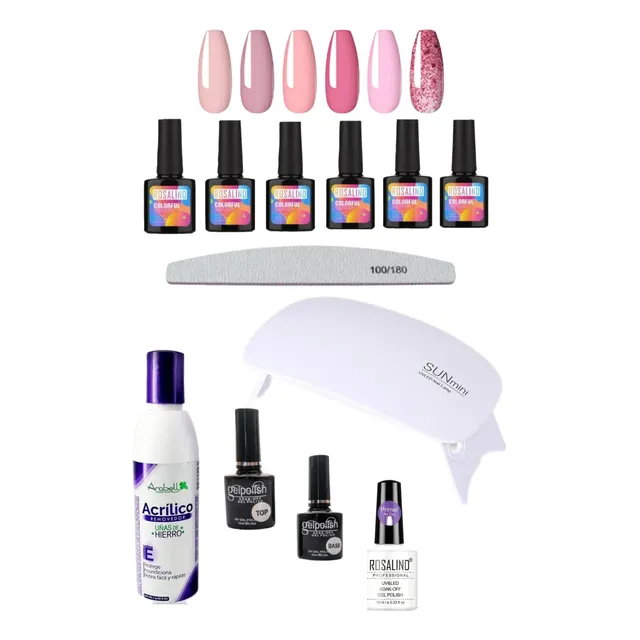Kit Lampara Secado De Uñas Mini + Esmaltes Semipermanentes