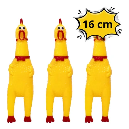 3 Brinquedos Pet Mordedor Frango Galinha De Borracha Pequeno