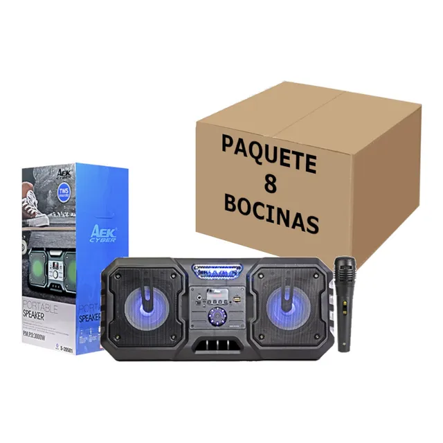 Bocina Rectangular Karaoke Bluetooth Microfono Portatil 8pz