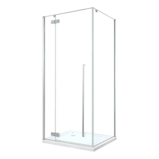 Box Ducha Mampara Gorena Positano 90cm Cabina Recta C/base Armazón Plateado Panel Trasparente