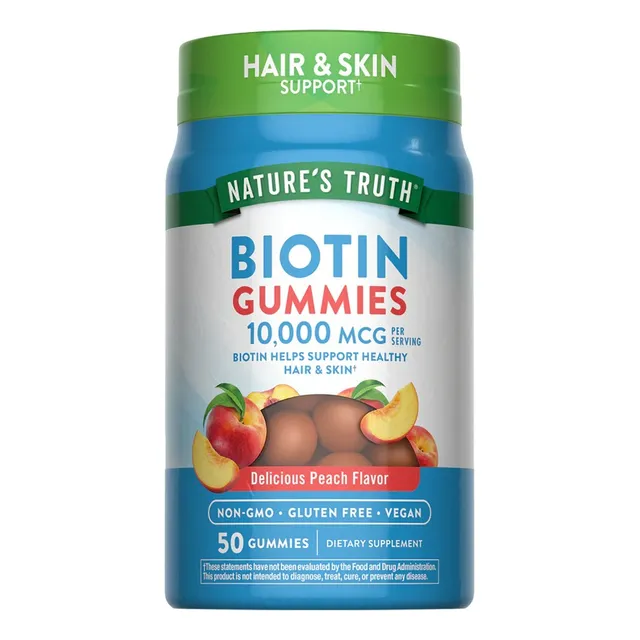 Biotina 10000mcg 50 Gomitas Nature's Truth Sabor Durazno