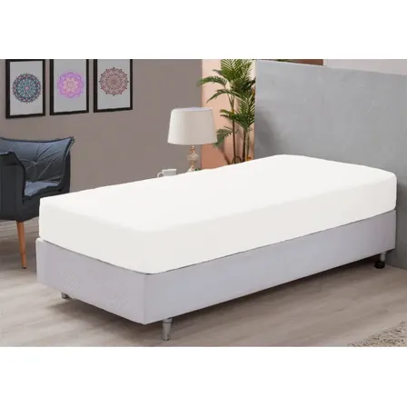 Kit 2 Lençol Com Elástico Solteiro Padrão Avulso Atacado Cor Branco Desenho Do Tecido Liso