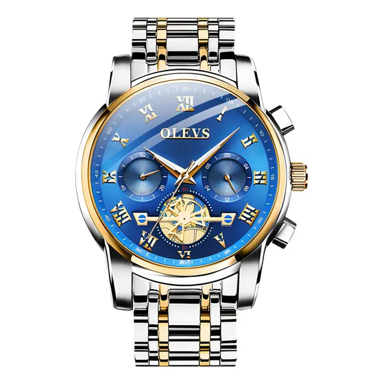 Relógio de pulso Olevs 2859 com corria de aço inoxidável cor prata - fondo silver gold blue