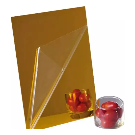 Chapa Espelho Acrílico Dourado 50cm X 40cm X 2mm Espessura
