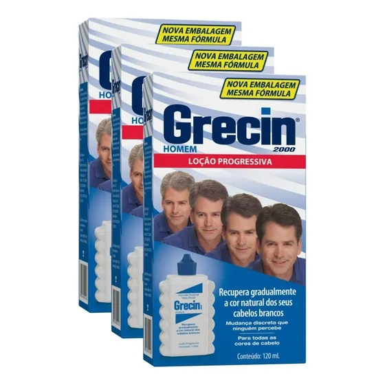 Kit 3 Loção Progressiva Grecin 2000 Homem 120 Ml