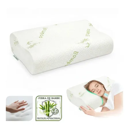 Travesseiro Nasa Cervical Ortopédico Antialérgico Ergonômico Respirável Com Capa Fibra De Bambu M