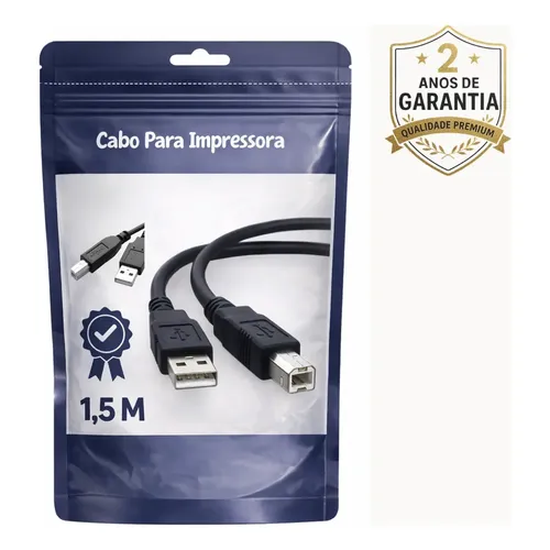 Cabo USB 2.0 MW Preto 1.5m HP Deskjet Ink Advantage 2676