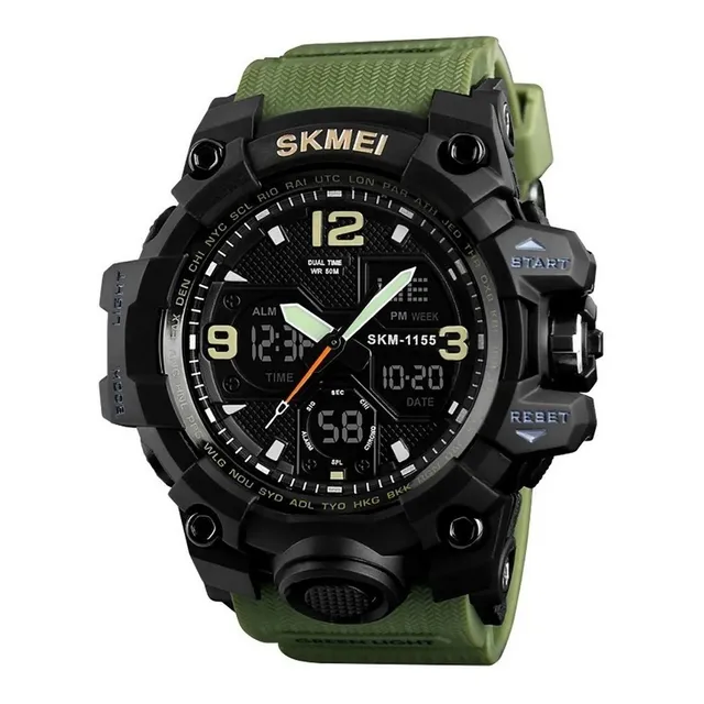 Reloj Skmei 1155 B Negro - Verde Hora Doble Pantalla Negra 