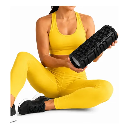 Foam roller Justnow rolo de massagem 60x15 terapêutico cor preto
