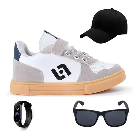 Kit Tenis Infantil Casual Street + Bone Oculos E Relogio