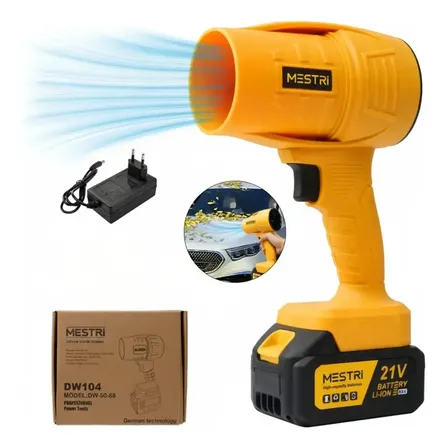 Soprador De Folhas Elétrico Turbo 1.050w Portátil 21v Super Potente 5700 Rpm Bateria Bivolt Sem Fio - Mestri Amarelo 127/220v