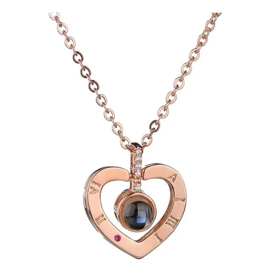 Collar Corazon Te Amo En 100 Idiomas Dorado / Todojoyas