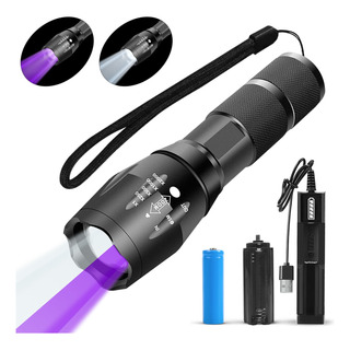 Linterna Recargable Lampara Ultravioleta Y Blanco Camping Linterna Recargable Lampara Ultravioleta Y Blanco Camping