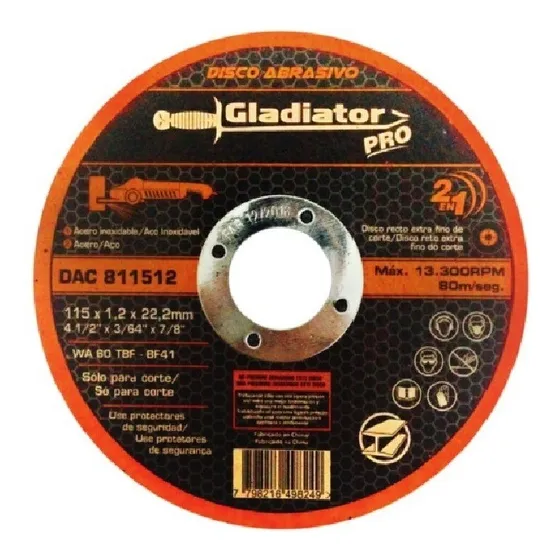 Disco De Corte Acero Gladiator 4.1/2  1.2mm X 10 Unidades