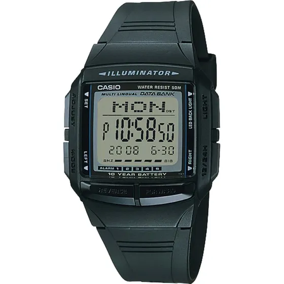 Reloj Hombre Casio Db-36 Retro Databank Hora Doble 5 Alarmas