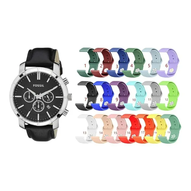 2 Correas Manilla Silicona Compatible Para Reloj Fossil 18mm