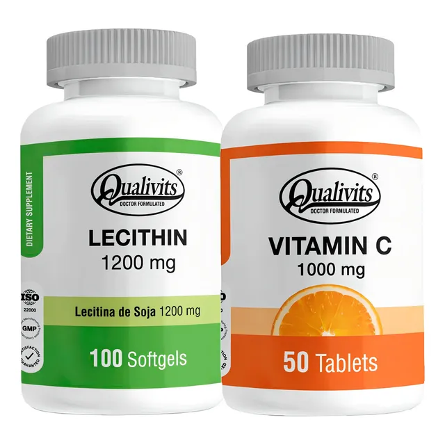 Vitamina C 1000 Mg X 50 + Lecitina De Soja 1200 Mg Qualivits Sabor Natural