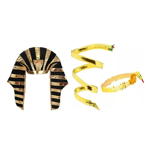 Disfraz Pareja Faraón Egipcia Gorro Diadema Brazalete