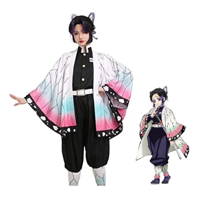  Kit Quimono Cosplay Shinobu Kochou Kimetsu No Yaiba Demon