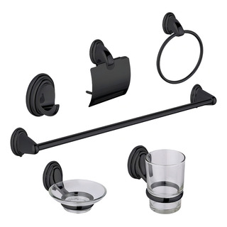 Juego De Accesorios De Baño 6 Pzas Maxims Negro Juego De Accesorios De Baño 6 Pzas Maxims Negro