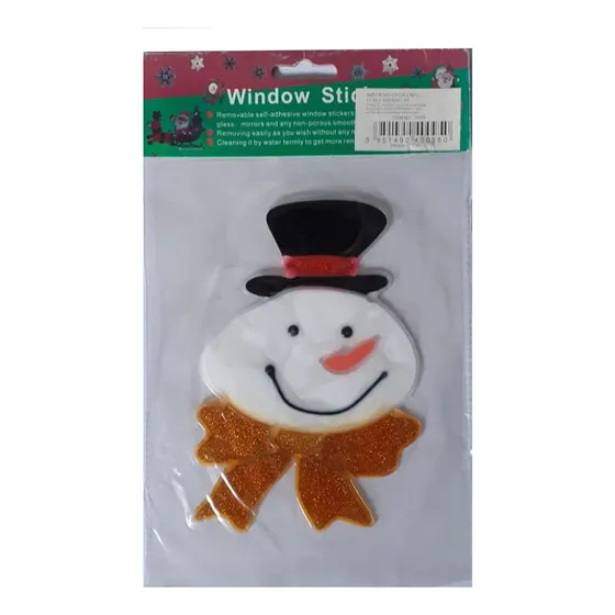 Adesivo De Natal Para Janela De Vidro Parede Papai Noel 15cm Cor Rosto Boneco de Neve