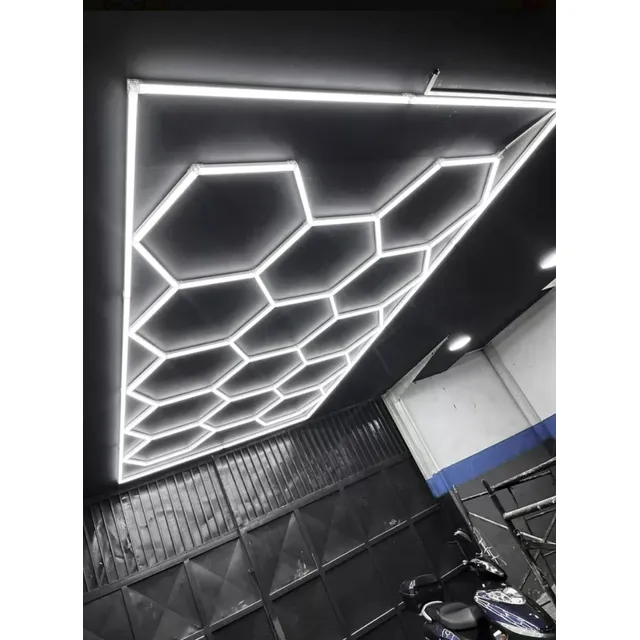 Lampara Colgante Tipo Riel Configurable Hexagonal 14 Piezas