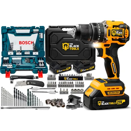 Parafusadeira Furadeira Impacto Brushless + Kit Bosch 68 Pçs Amarelo E Preto 127/220v 60hz