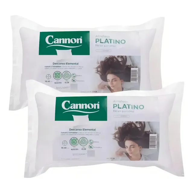Combo 2 Almohadas Cannon Platino 70 X 40 Fibra De Vellon Color Blanco